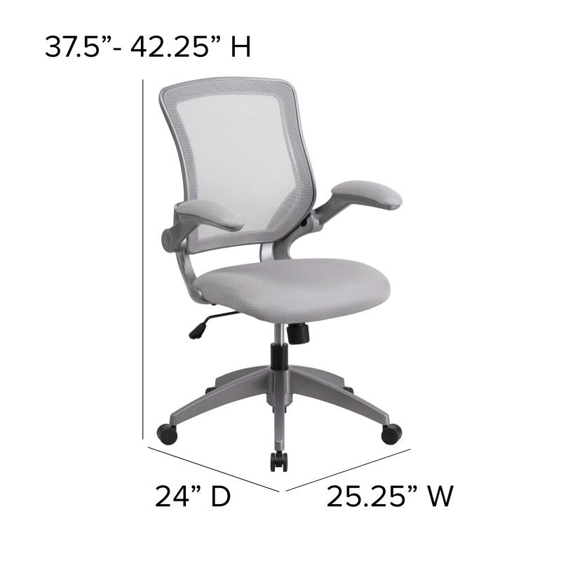 Flash Furniture Sedia da Lavoro Girevole con Schienale Medio, Base e braccioli cromati, in Metallo, Grigio Scuro, 73,66 x 60,96 x 27,94 cm Flash Furniture Sedia da Lavoro Girevole con Schienale Medio, Base e braccioli cromati, in Metallo, Grigio Scuro, 73,66 x 60,96 x 27,94 cm