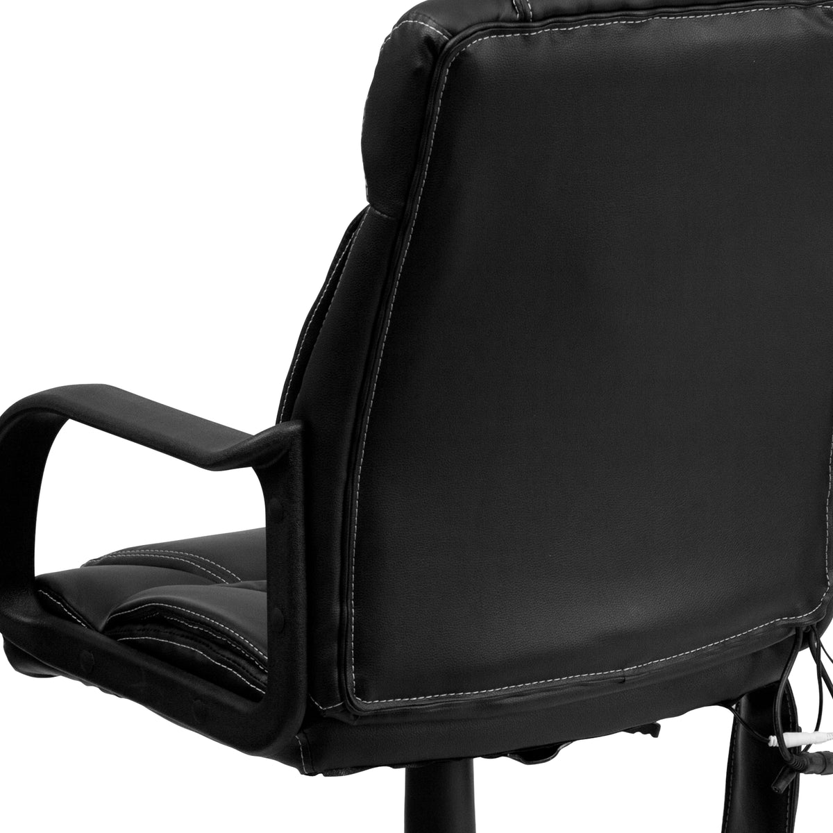 FLASH Laverne Mid-Back Ergonomic Massaging Black LeatherSoft