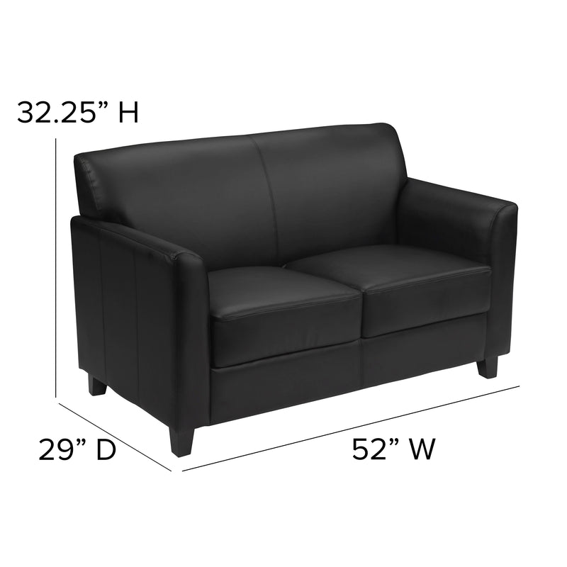 Diplomat Series Black LeatherSoft Loveseat by Flash 4