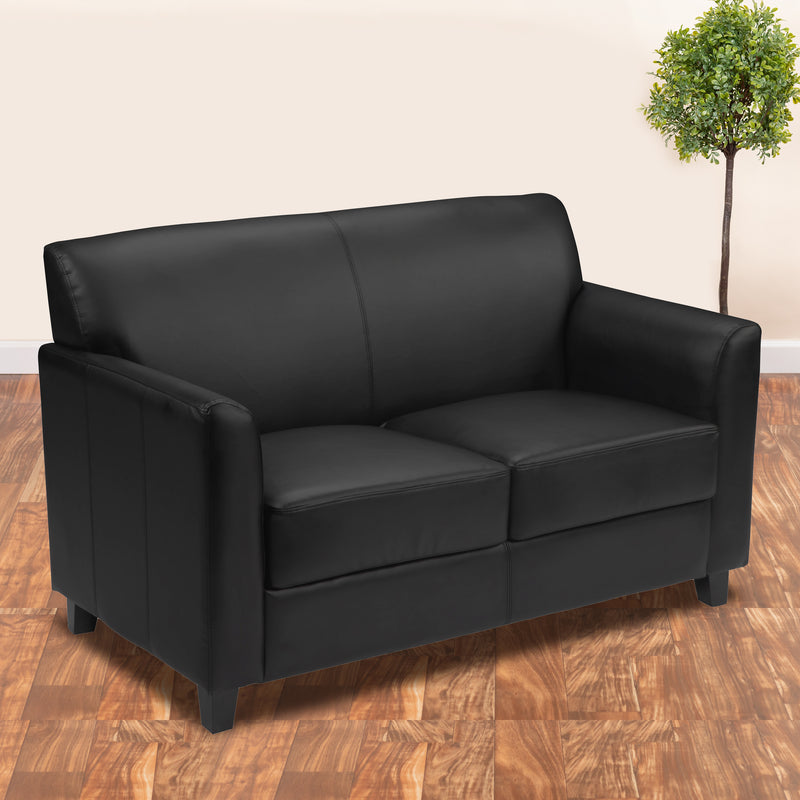 Diplomat Series Black LeatherSoft Loveseat by Flash 3
