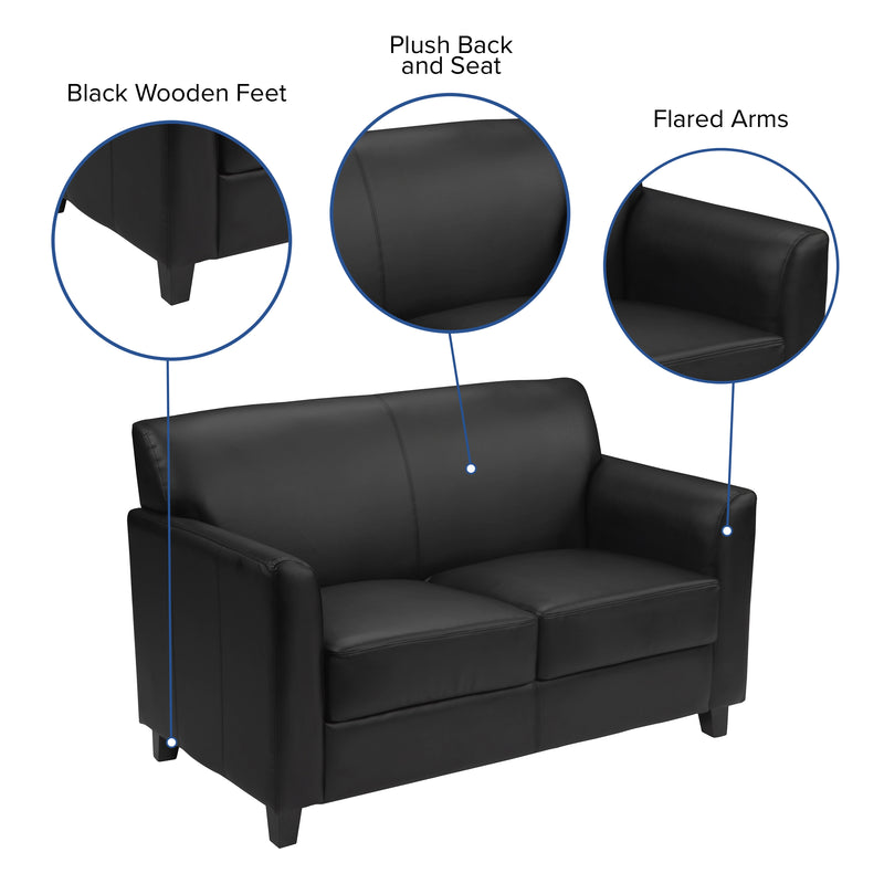 Diplomat Series Black LeatherSoft Loveseat by Flash 5