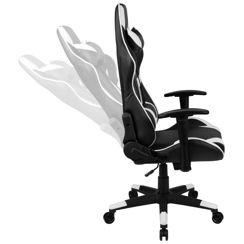Flash Furniture X40 Gaming Chair Racing Computer Chair with Fully Reclining  Back/Arms and Transparent Roller Wheels, Slide-Out Footrest, - Black/Gray