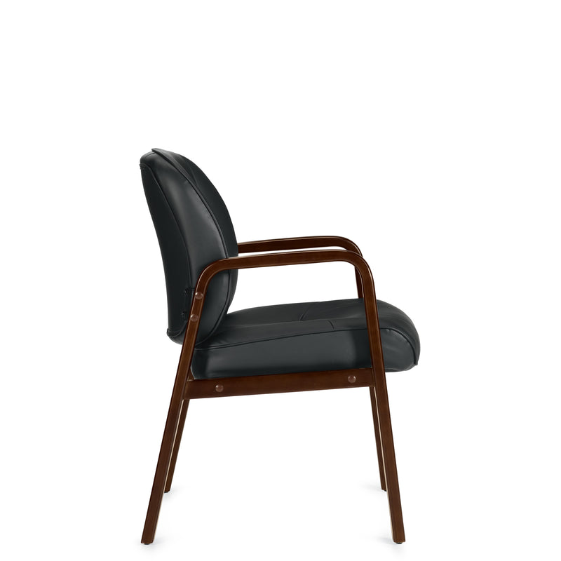 Luxhide Guest Chair with Cordovan Wood Accents - Product Photo 3