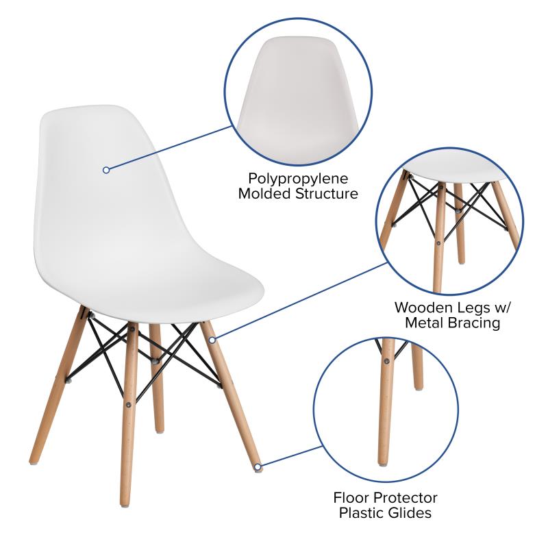 FLASH Elon Series White Plastic Chair - Product Photo 5