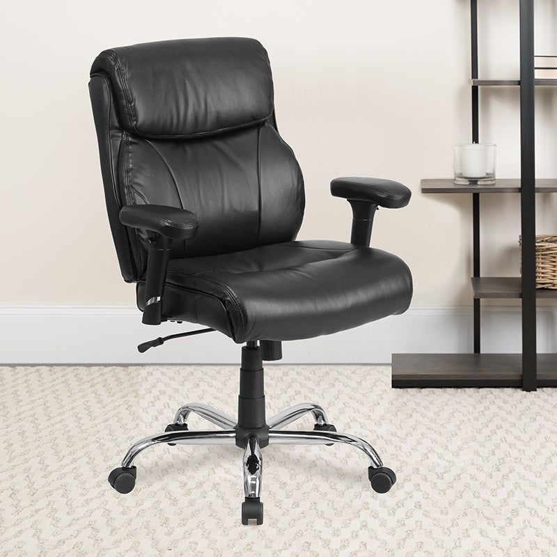 Office Chair Ribbed Padded Open Mid Back With Wheels And Arms