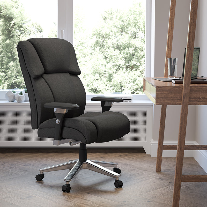 Big and Tall Office Chair 400lbs-Heavy Duty Executive Desk Chair with Extra Wide Seat, High Back Ergonomic Leather Computer Chair with Tilt Rock