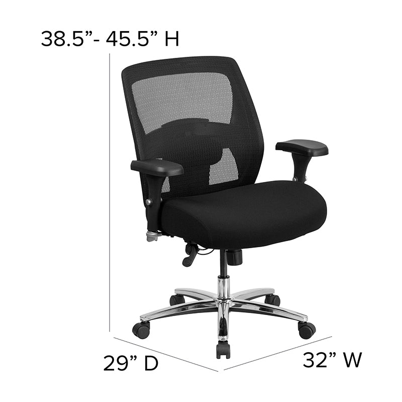 Flash Furniture Hercules Series Big & Tall 500 lb. Rated Black LeatherSoft  Executive Swivel Ergonomic Office Chair with Adjustable Headrest & Seat