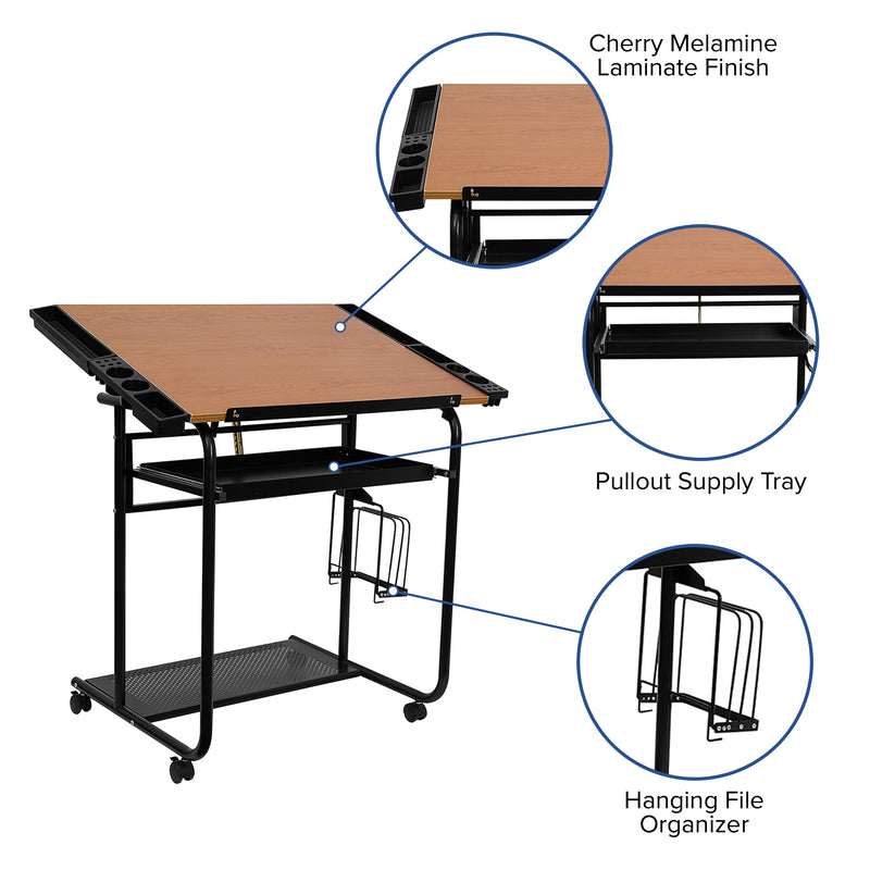 FLASH Swanson Adjustable Drawing and Drafting Table - Product Photo 6