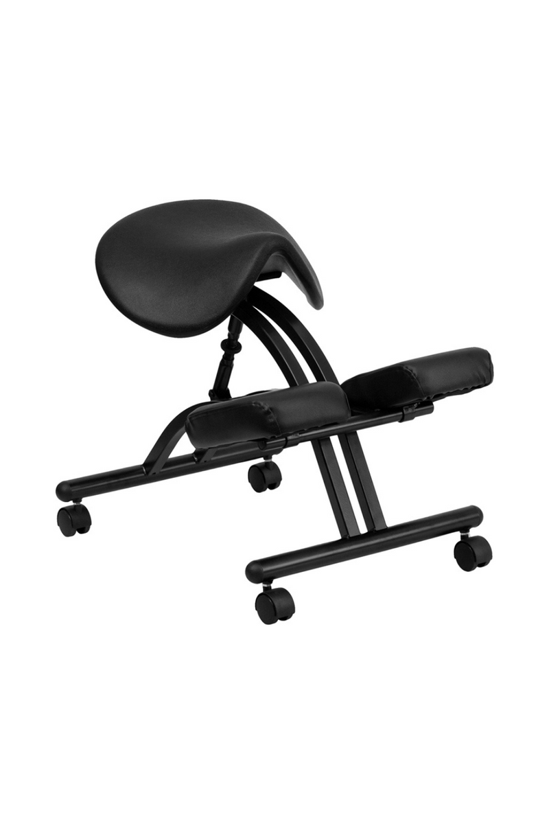 FLASH Ergonomic Kneeling Office Chair with Black Saddle Seat