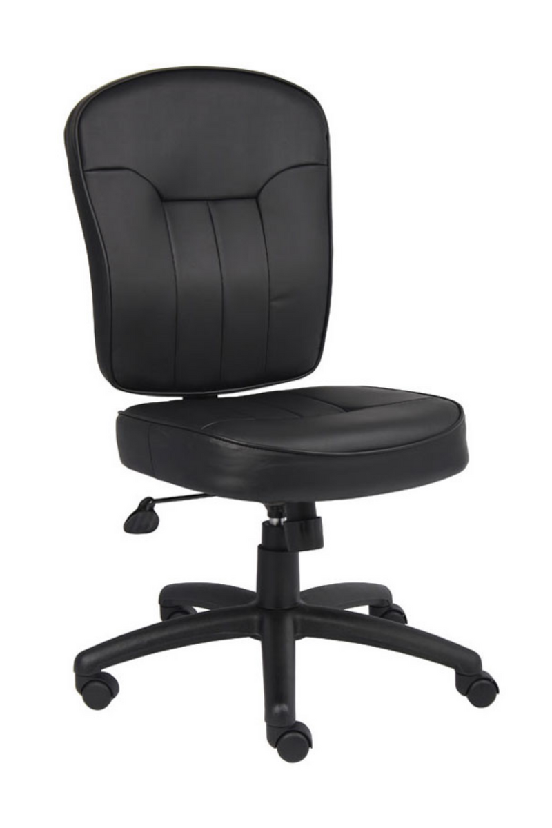 Boss Office Products Multi-Function LeatherPlus Drafting Stool with Loop  Arms in Black