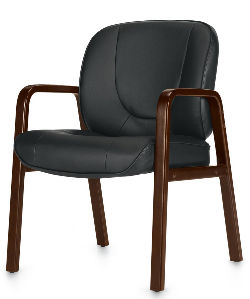 Luxhide Guest Chair with Cordovan Wood Accents - Product Photo 4