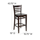 Walnut Wood Restaurant Barstool Flash Furniture - Product Photo 5