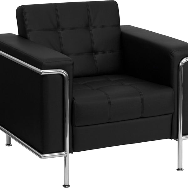 HERCULES Lesley Series Contemporary Black Leather Love Seat with
