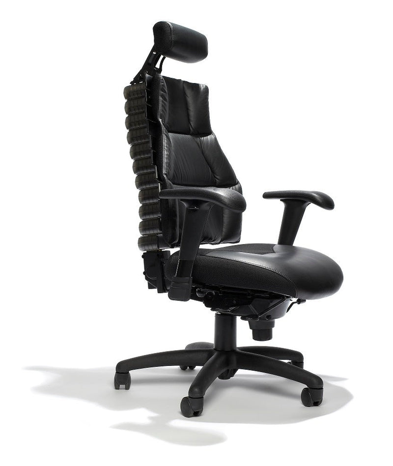 Verte 2200 Series 22014 Executive Silver frame with Black Leather Ergonomic Office Chair